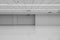 Perspective view of Empty Space Classic Monotone Black White Office Room with Row Ceiling LED Light Lamps and Lights Shade on Wall