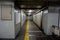 Perspective view and interiors of walk way at the Osaka subway station in midnight time.