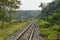 Perspective view railways from station to mountain in Thailand