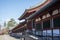 Perspective view of wooden main Todaiji temple gate on blue sky background