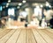 Perspective wood over blurred restaurant with bokeh background