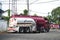 Pertamina oil trucks parked on the side of the road in Malang City for cleaning