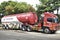 Pertamina oil trucks parked on the side of the road in Malang City for cleaning