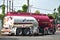 Pertamina oil trucks parked on the side of the road in Malang City for cleaning