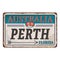 Perth Australia Retro vector illustration. Travel souvenir on old grunge damaged background.