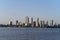 Perth central business district skyline as view from the Swan river bank