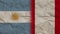 Peru and Argentina Flags Together, Crumpled Paper Effect 3D Illustration