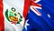 Peru and Australia flags. 3D Waving flag design. Peru Australia flag, picture, wallpaper. Peru vs Australia image,3D rendering.