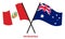 Peru and Australia Flags Crossed And Waving Flat Style. Official Proportion. Correct Colors