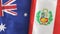 Peru and Australia two flags textile cloth 3D rendering