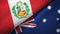 Peru and Australia two flags textile cloth, fabric texture