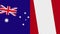 Peru and Australia Two Half Flags Together