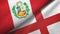 Peru and England two flags textile cloth, fabric texture