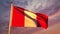Peru flag flying at sunset and waving in the sky - video animation