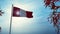 Peru flag flying and trees waving - 3d animation