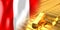 Peru flag and gold ingots - 3D illustration