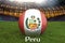 Peru football team ball on big stadium background. Peru Team competition concept. Peru flag on ball team tournament in Peru. 3d re