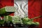 Peru heavy military armored vehicles concept. tank and rocket artillery with summer pixel camouflage on flag background. 3d