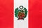 Peru national fabric flag, textile background. Symbol of international world south America country
