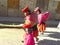 Peru people in traditional costume in Chinchero.