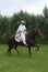 PERU Peruvian Paso horses being ridden by men in traditional clothing in Trujillo, Peru