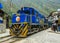 Peru Rail train arrives to Machu Picchu pueblo train station in Peru