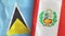 Peru and Saint Lucia two flags textile cloth 3D rendering