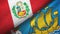 Peru and Saint Pierre and Miquelon two flags textile cloth, fabric texture