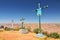 Peru, Three Crosses sit next to the Statue Cristo Blanco, overlooking the city of Cusco