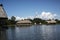 Peru Tingo Maria picturesque lagoon of miracles in the Amazon jungle with wooden houses thatched roofs on the palafitos river with