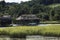 Peru Tingo Maria picturesque lagoon of miracles in the Amazon jungle with wooden houses thatched roofs on the palafitos river with