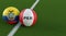 Peru vs. Ecuador Soccer Match - Leather balls in Peru and Ecuador national colors.