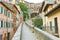 Perugia, Italy. Old medieval aqueduct and colorful buildings