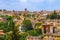 Perugia, Italy - Panoramic view of the Perugia historic quarter with medieval houses and academic quarter of University of Perugia
