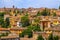 Perugia, Italy - Panoramic view of the Perugia historic quarter with medieval houses and academic quarter of University of Perugia