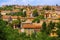 Perugia, Italy - Panoramic view of the Perugia historic quarter with medieval houses and academic quarter of University of Perugia