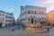 PERUGIA, ITALY - SEPTEMBER 11, 2018: View of the scenic main square (Piazza IV Novembre) and fountain