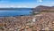 Peruvian city Puno and lake Titicaca panorama Peru