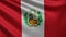 Peruvian flag in the wind close-up, the national flag of Peru flutters in 3d, in 4k resolution