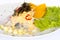 Peruvian food: Fish ceviche in rocoto cream.