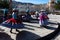 Peruvian girls dancing  with Andean costumes