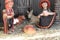 Peruvian holy family with South America dressed with two animals