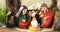 Peruvian holy family with South America dressed with two animals