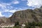 Peruvian mountain landscape with Ruins of Ollantaytambo in Sacred Valley of the Incas in Cusco, Peru