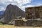 Peruvian mountain landscape with Ruins of Ollantaytambo in Sacred Valley of the Incas in Cusco, Peru