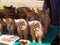 Peruvian roof bulls at souvenir stall in Puno