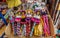 Peruvian traditional wares and dolls for sale in Ollantaytambo,