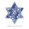 Pesach, Passover greeting card with blue jewish star and hand drawn flowers pattern,. Vector illustration background.