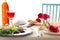 Pesah celebration concept & x28;jewish Passover holiday festive table& x29;