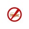 Pest control anti cockroach and stop insects icon, flat vector isolated.